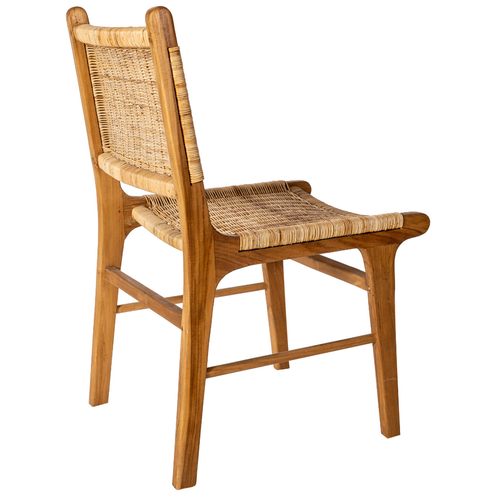 Teak and rattan dining chair