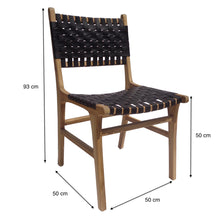Load image into Gallery viewer, Leather and teak wood dining chair