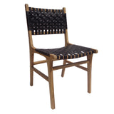 Leather and teak wood dining chair