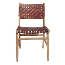 Load image into Gallery viewer, Leather and teak wood dining chair