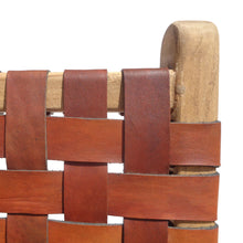 Cargar imagen en el visor de la galería, Leather and teak wood dining chair with armrests