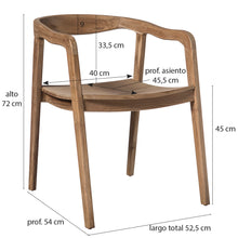 Carica l&#39;immagine nel visualizzatore di Gallery, Dining chair in teak wood