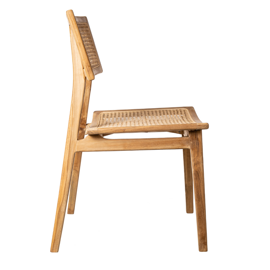 Teak wood and rattan chair