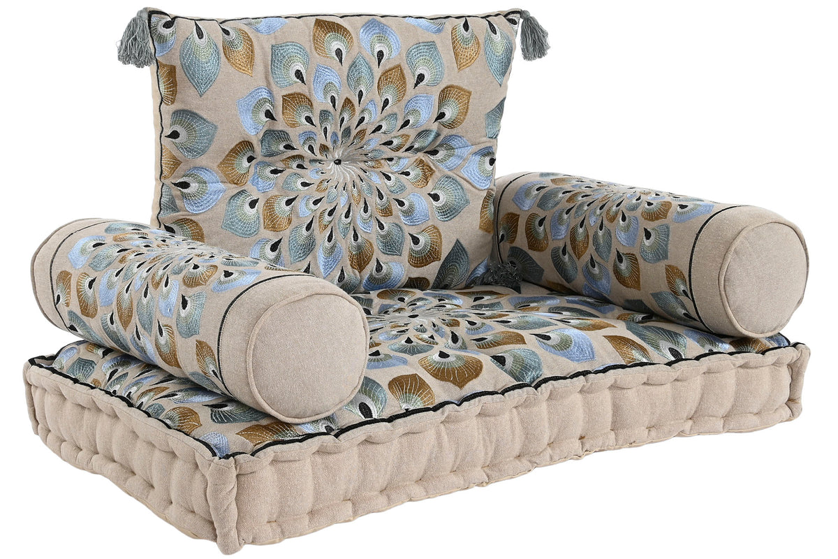 ARMCHAIR SET 4 COTTON 90X55X18 DOUBLE BLUE