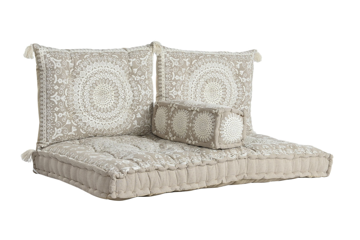 ARMCHAIR SET 4 COTTON 155X76X65 DOUBLE BEIGE