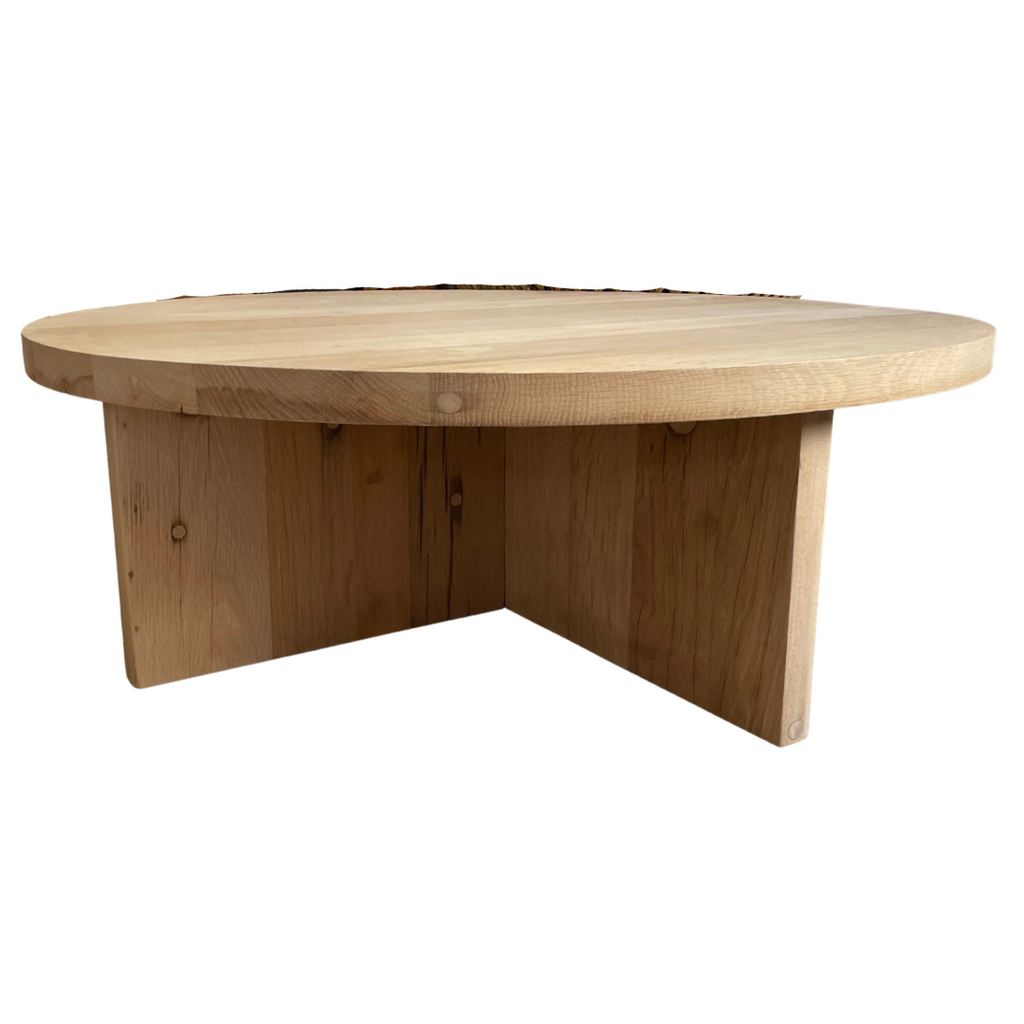 Solid Oak Wood Round Coffee Table