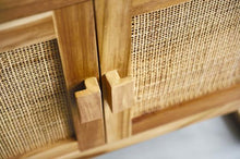 Load image into Gallery viewer, Teak Wood and Rattan Cabinet