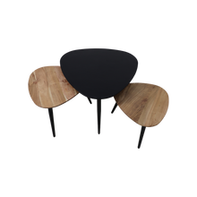 Cargar imagen en el visor de la galería, Coffee tables - ø70/ø50/ø45 - Natural/black - Acacia wood/iron - set of 3