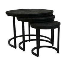 Charger l&#39;image dans la galerie, Coffee table Verona S/3 - ø67x46/ø50x41/ø35x34 - Black - Mango wood/Metal