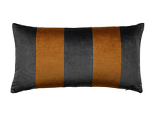 Load image into Gallery viewer, Stripe Velvet 40x80 dark grey/cognac