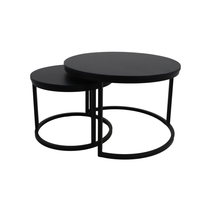 Coffee table set of 2 - ø70 - Mango wood/black