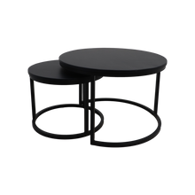 Cargar imagen en el visor de la galería, Coffee table set of 2 - ø70 - Mango wood/black