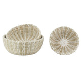 Storage baskets in natural rush and white ties
