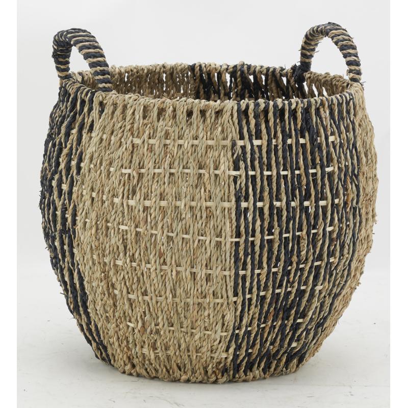 Ball baskets in natural and black rush