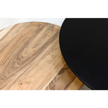 Carica l&#39;immagine nel visualizzatore di Gallery, Coffee table - acacia wood / iron - ø80 / ø59 - powder coated black - set of 2