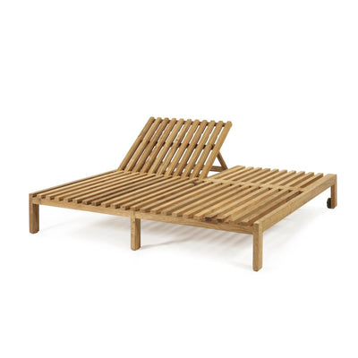 Sunbed double natural teak