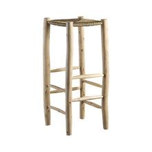 Load image into Gallery viewer, BAR STOOL IN PALM LEAF/WOOD, 35 X 35 X H 80 CM