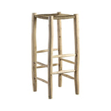 BAR STOOL IN PALM LEAF/WOOD, 35 X 35 X H 80 CM
