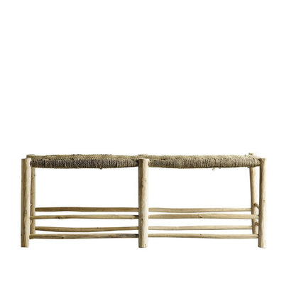 BENCH IN PALM LEAF/WOOD, 40X138XH5