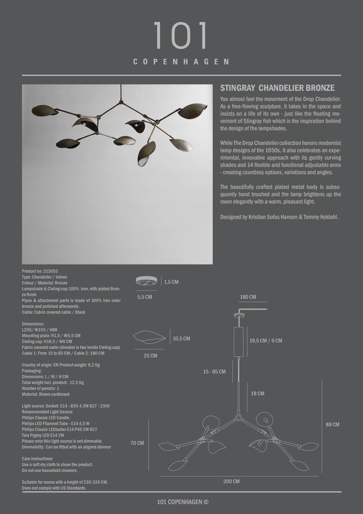 Stingray Chandelier - Bronze