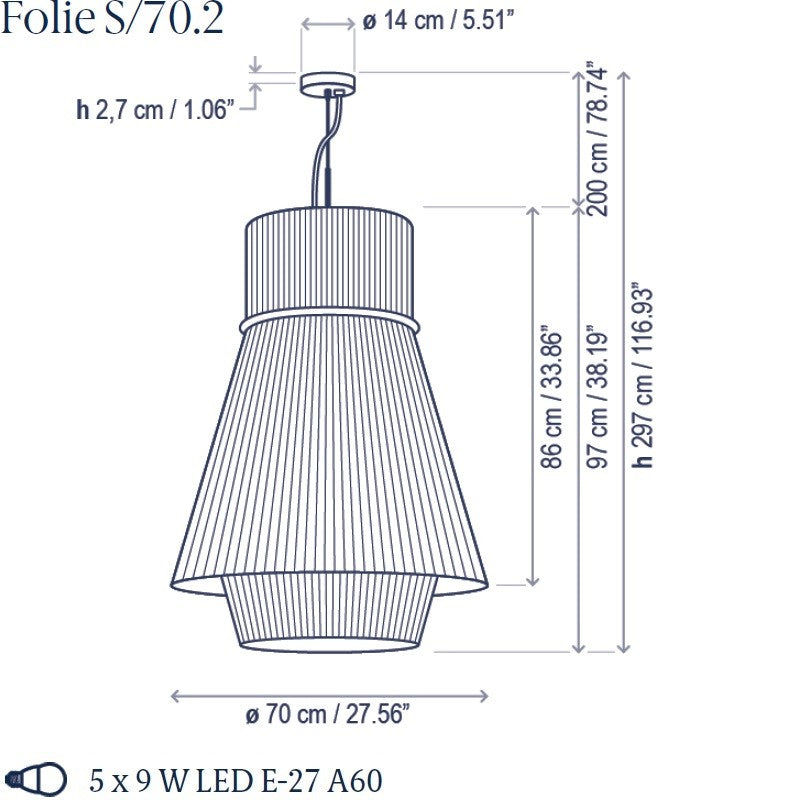 Folie S/70.2 Pendant, Ø 70 X 97 cm - BOVER