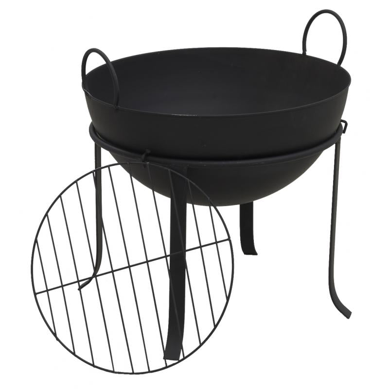 Fire pit in black lacquered metal