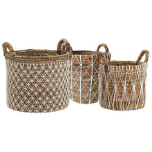 Carica l&#39;immagine nel visualizzatore di Gallery, Storage baskets in hemp and geometric decoration in cotton