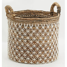 Load image into Gallery viewer, Storage baskets in hemp and geometric decoration in cotton