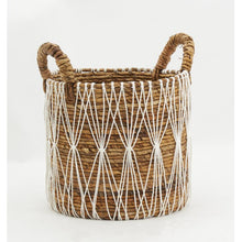 Laden Sie das Bild in den Galerie-Viewer, Storage baskets in hemp and geometric decoration in cotton
