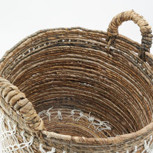 Laden Sie das Bild in den Galerie-Viewer, Storage baskets in hemp and geometric decoration in cotton