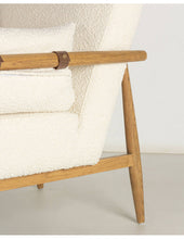 Charger l&#39;image dans la galerie, Oak armchair with Bouclé Fabric