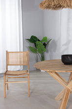 Load image into Gallery viewer, Teak and rattan dining chair