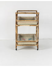 Laden Sie das Bild in den Galerie-Viewer, Rattan serving trolley table 70x43 cm