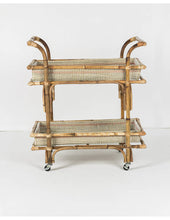 Charger l&#39;image dans la galerie, Rattan serving trolley table 70x43 cm