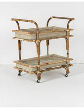 Charger l&#39;image dans la galerie, Rattan serving trolley table 70x43 cm