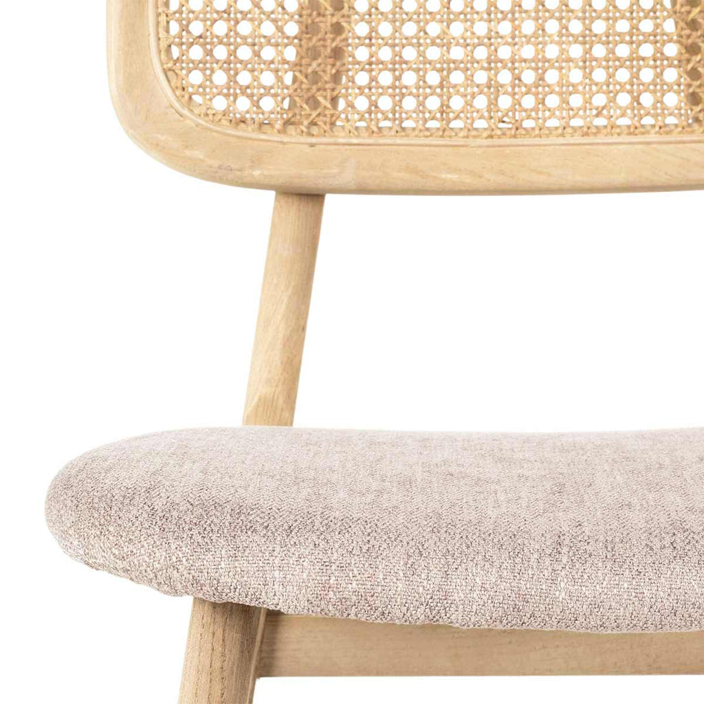 Wooden & rattan chair with upholstered seat